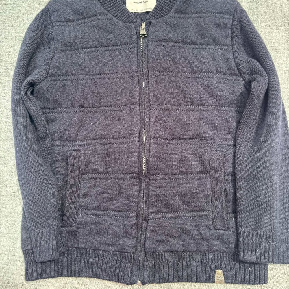 Zara Boys Navy Knit Full-Zip Sweater - Size 7 (122cm) - Like New!